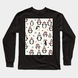 Christmas Penguin Pattern Long Sleeve T-Shirt